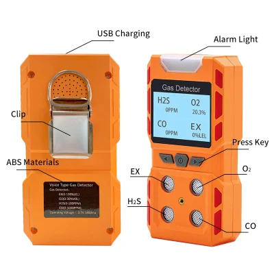 Detector de gás portátil H2s O2 Ex Co 4 funções para venda